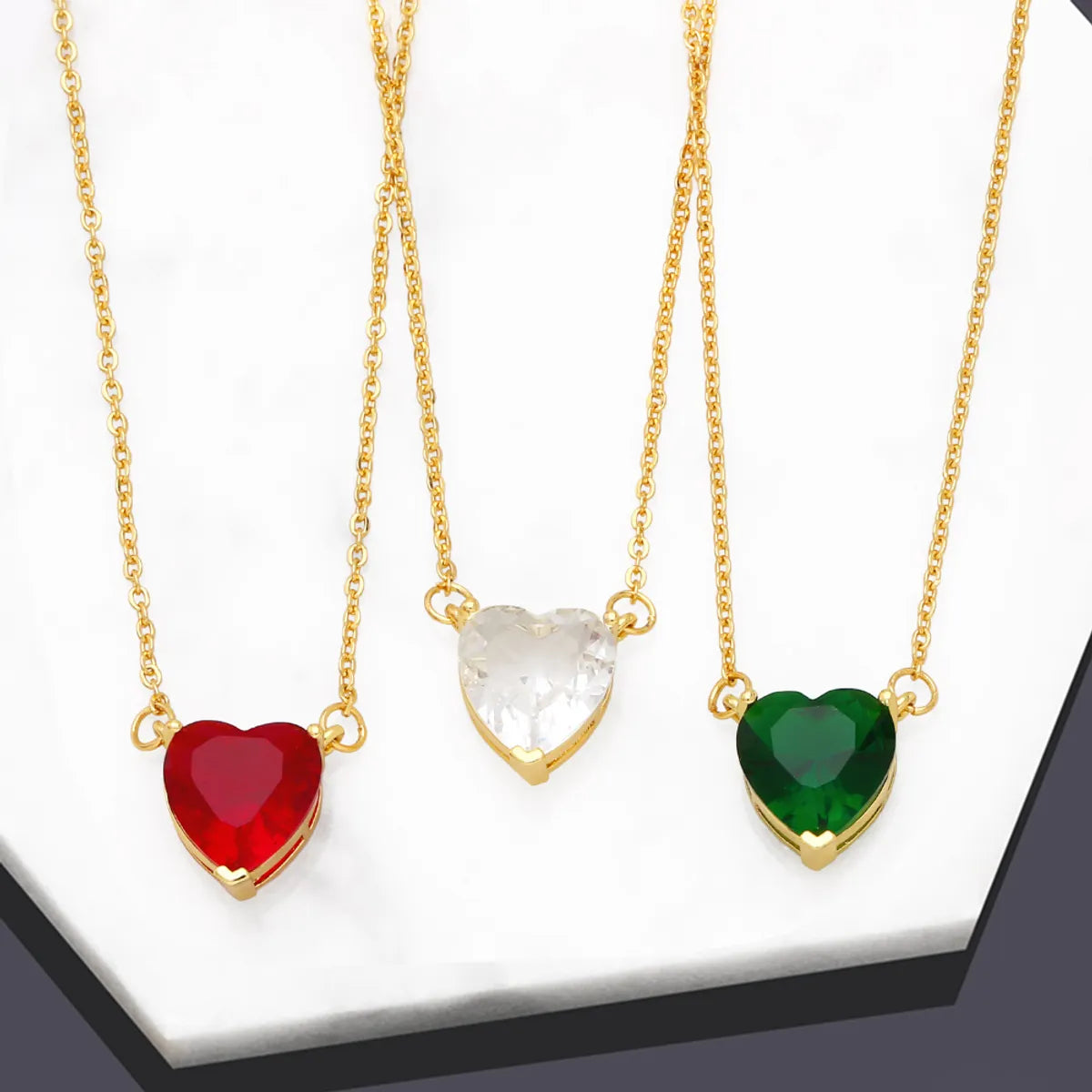 Fashion Heart Shape Copper Gold Plated Zircon Pendant Necklace 1 Piece