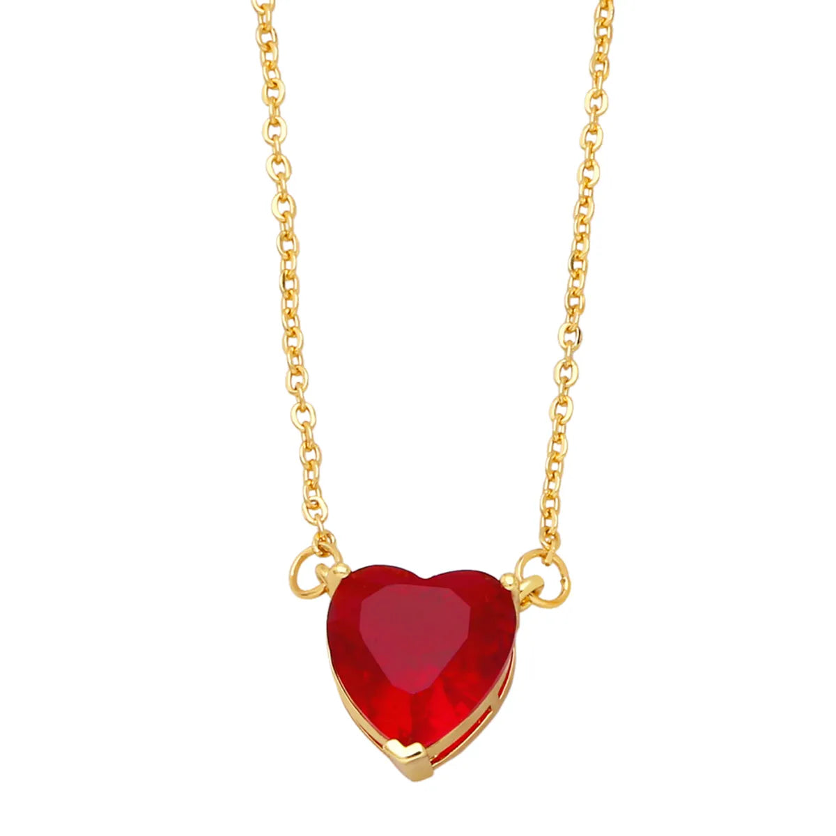 Fashion Heart Shape Copper Gold Plated Zircon Pendant Necklace 1 Piece