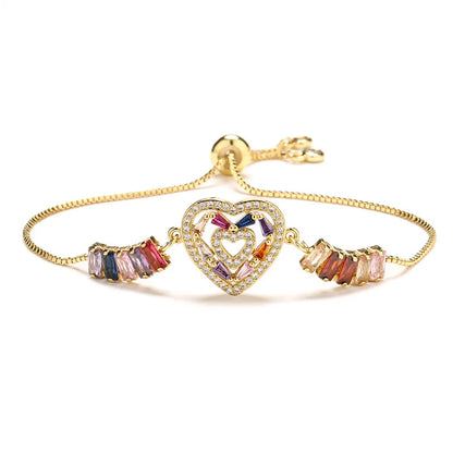 Fashion Heart Shape Copper Inlay Zircon Bracelets 1 Piece