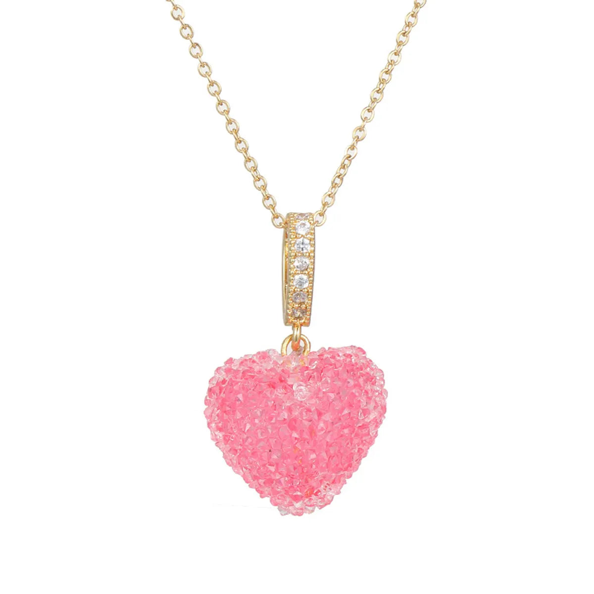 Fashion Heart Shape Copper Inlay Zircon Pendant Necklace 1 Piece