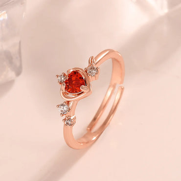 Fashion Heart Shape Copper Inlay Zircon Rings 1 Piece