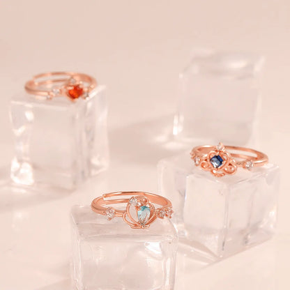 Fashion Heart Shape Copper Inlay Zircon Rings 1 Piece