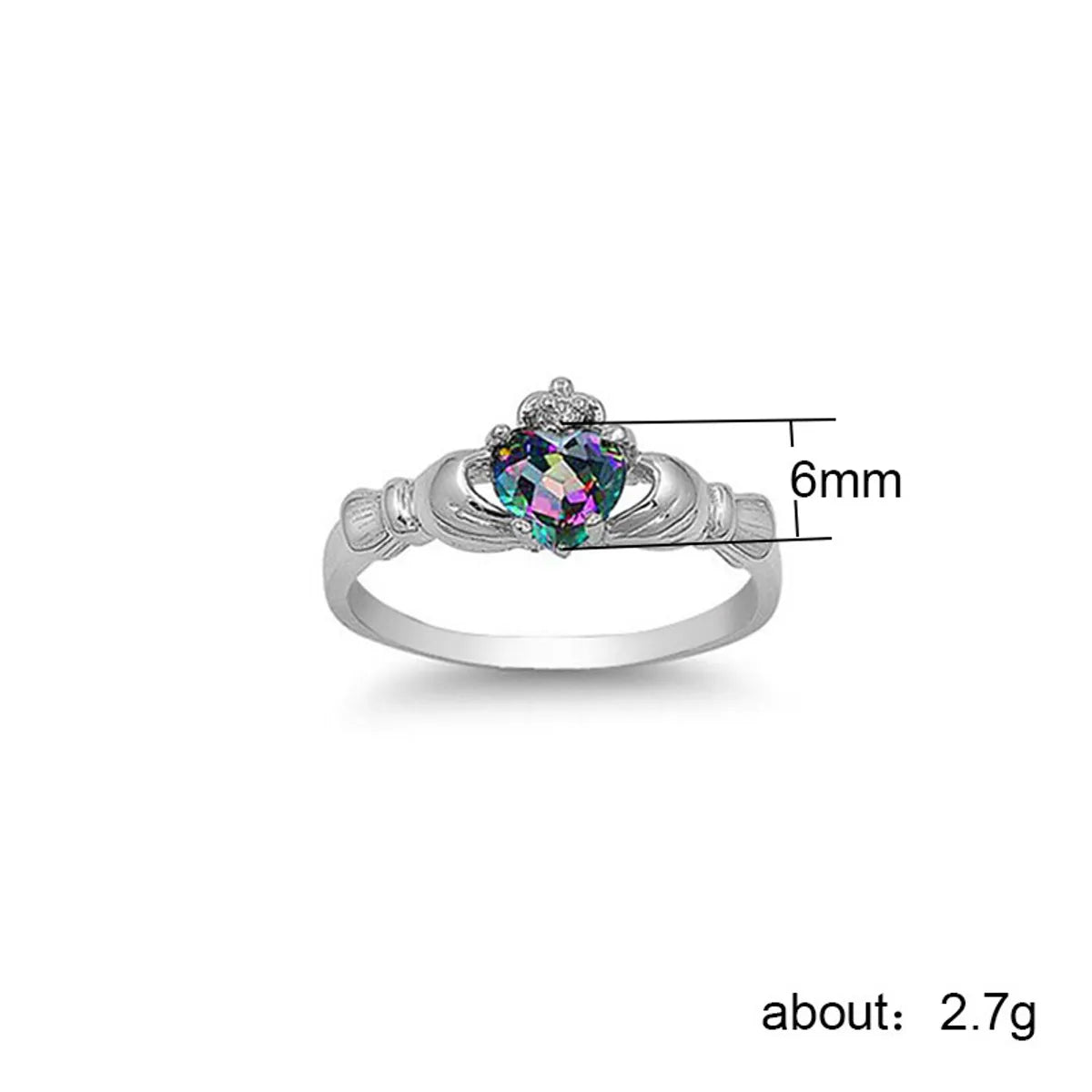 Fashion Heart Shape Copper Inlay Zircon Rings 1 Piece