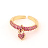 Fashion Heart Shape Copper Open Ring Inlaid Zircon Copper Rings