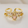 Fashion Heart Shape Copper Plating Zircon Open Ring