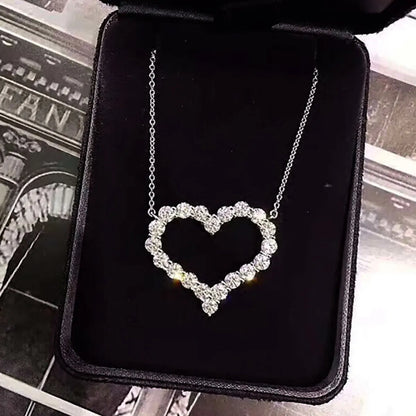 Fashion Heart Shape Copper Plating Zircon Pendant Necklace