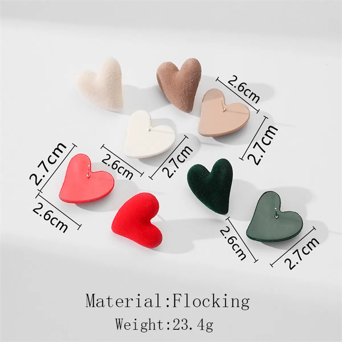 Fashion Heart Shape Flocking Women's Ear Studs 1 Pair