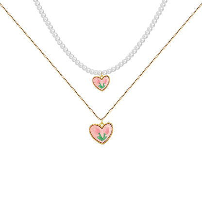 Fashion Heart Shape Flower Alloy Wholesale Layered Necklaces