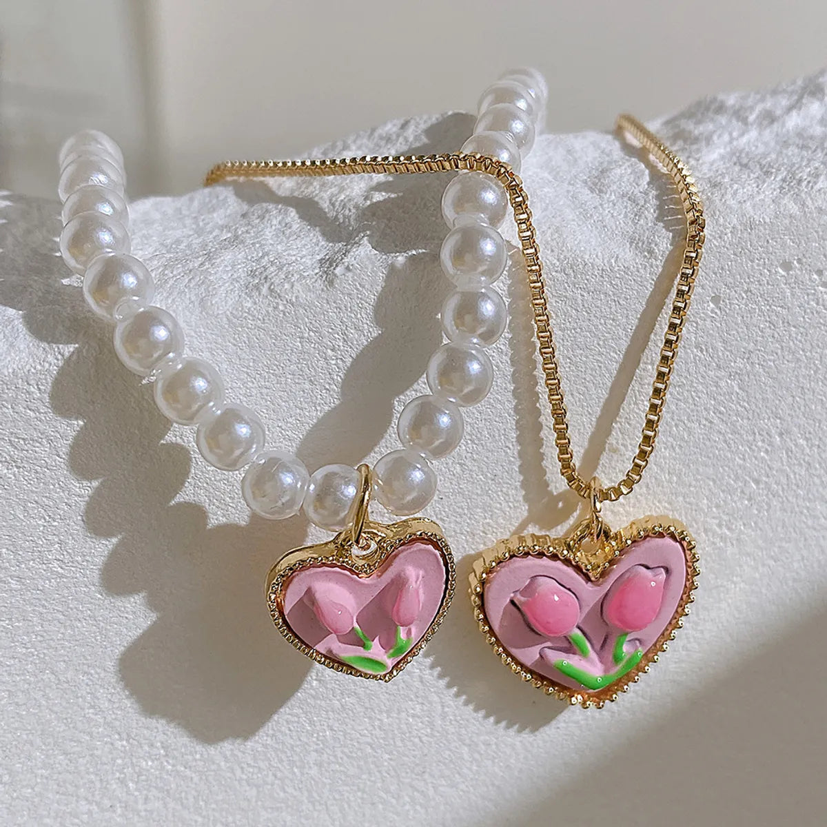 Fashion Heart Shape Flower Alloy Wholesale Layered Necklaces