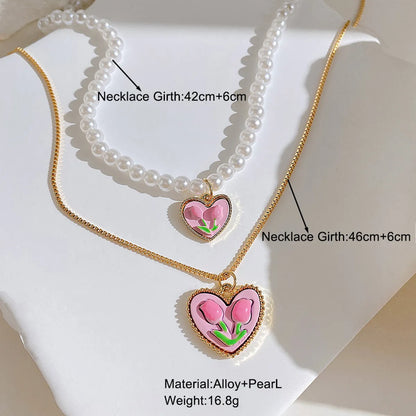 Fashion Heart Shape Flower Alloy Wholesale Layered Necklaces