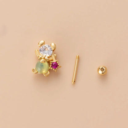 Fashion Heart Shape Flower Metal Plating Rhinestone Ear Studs