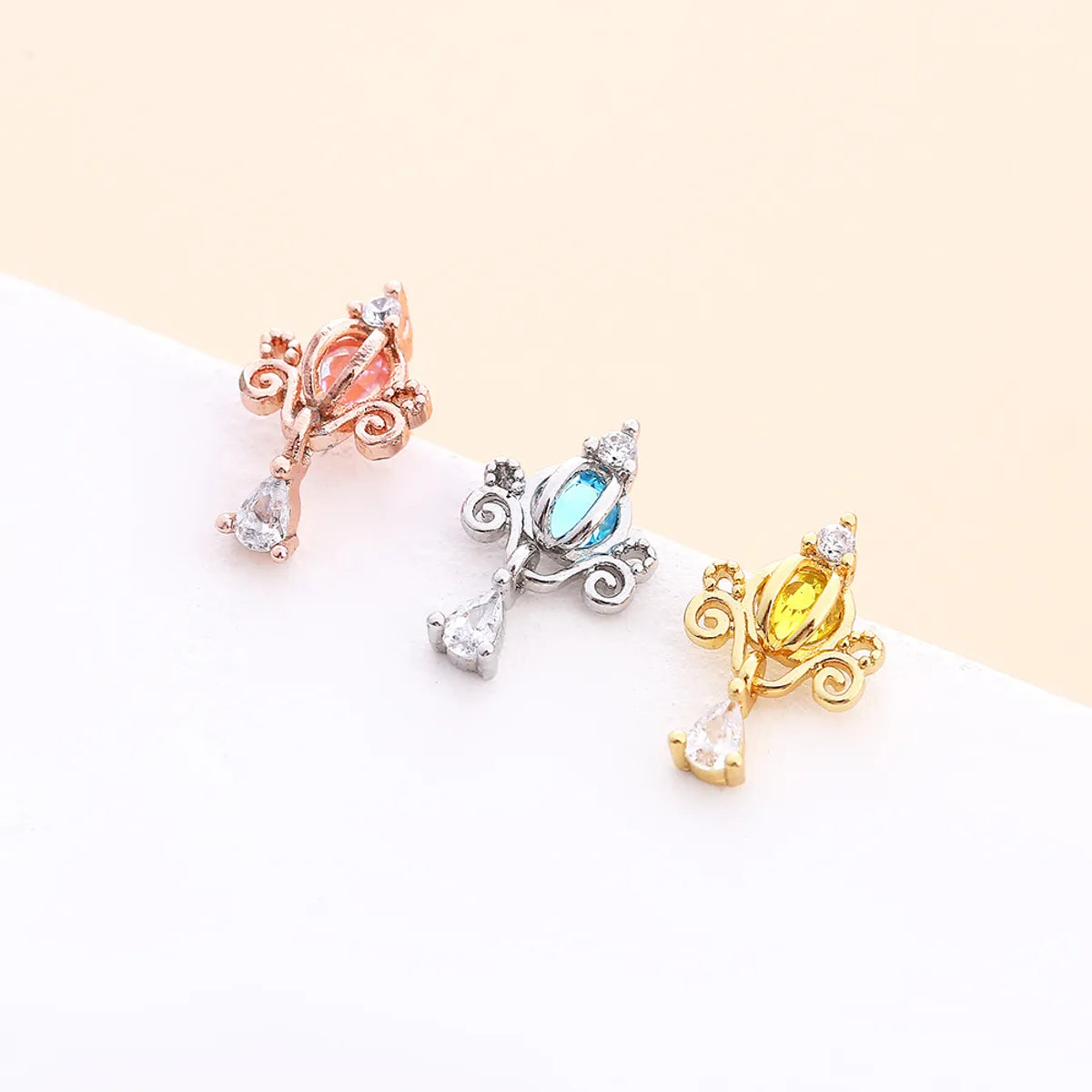 Fashion Heart Shape Flower Stainless Steel Copper Plating Inlay Zircon Ear Studs 1 Piece