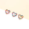 Fashion Heart Shape Flower Stainless Steel Copper Plating Inlay Zircon Ear Studs 1 Piece