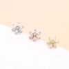 Fashion Heart Shape Flower Stainless Steel Copper Plating Inlay Zircon Ear Studs 1 Piece