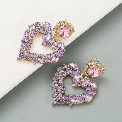 Fashion Heart-shape Full Diamond Earrings Wholesale