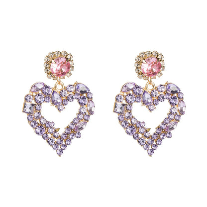 Fashion Heart-shape Full Diamond Earrings Wholesale