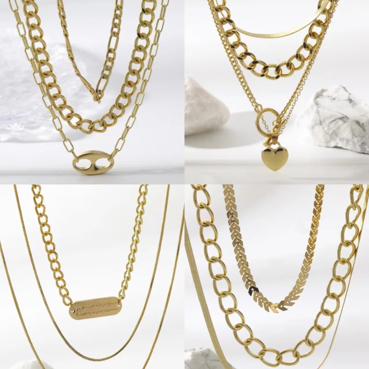 Fashion Heart Shape Lock Alloy Plating Birthday Women'S Layered Necklaces 1 Set