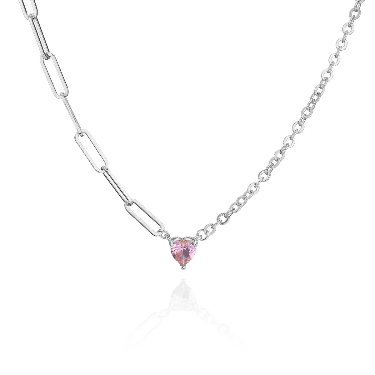 Fashion Heart Shape Metal Chain Zircon Necklace