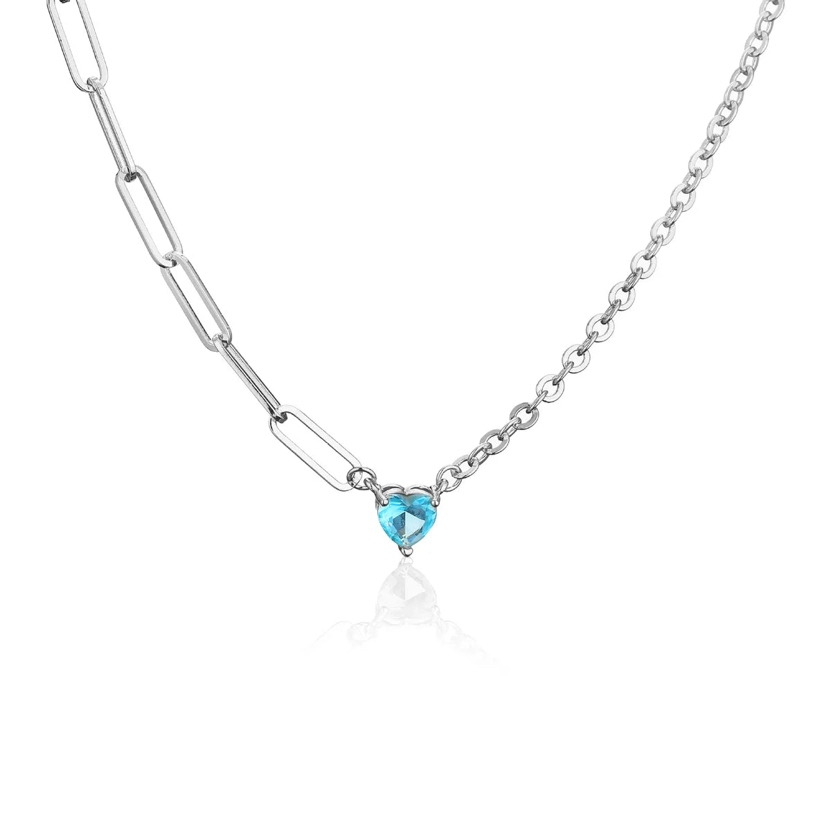 Fashion Heart Shape Metal Chain Zircon Necklace