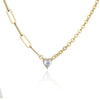 Fashion Heart Shape Metal Chain Zircon Necklace