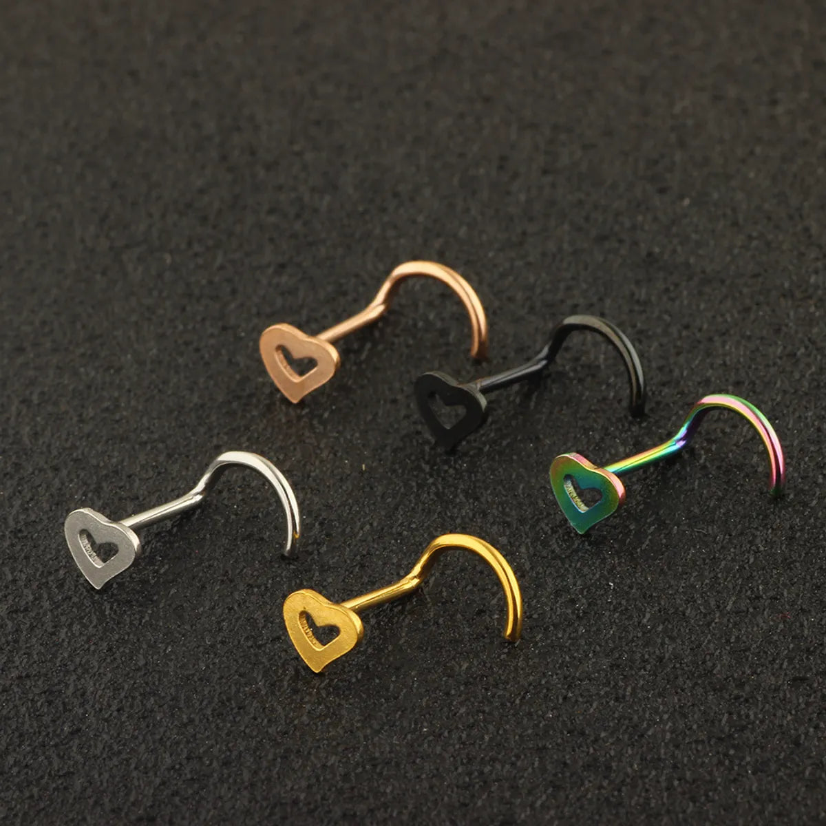 Fashion Heart Shape Metal Hollow Out Nose Studs