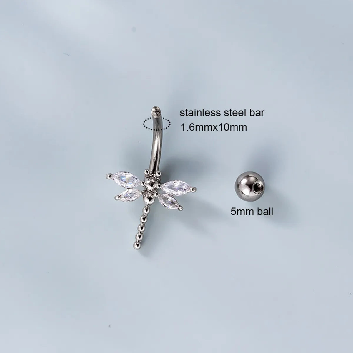 Fashion Heart Shape Metal Plating Zircon Belly Ring