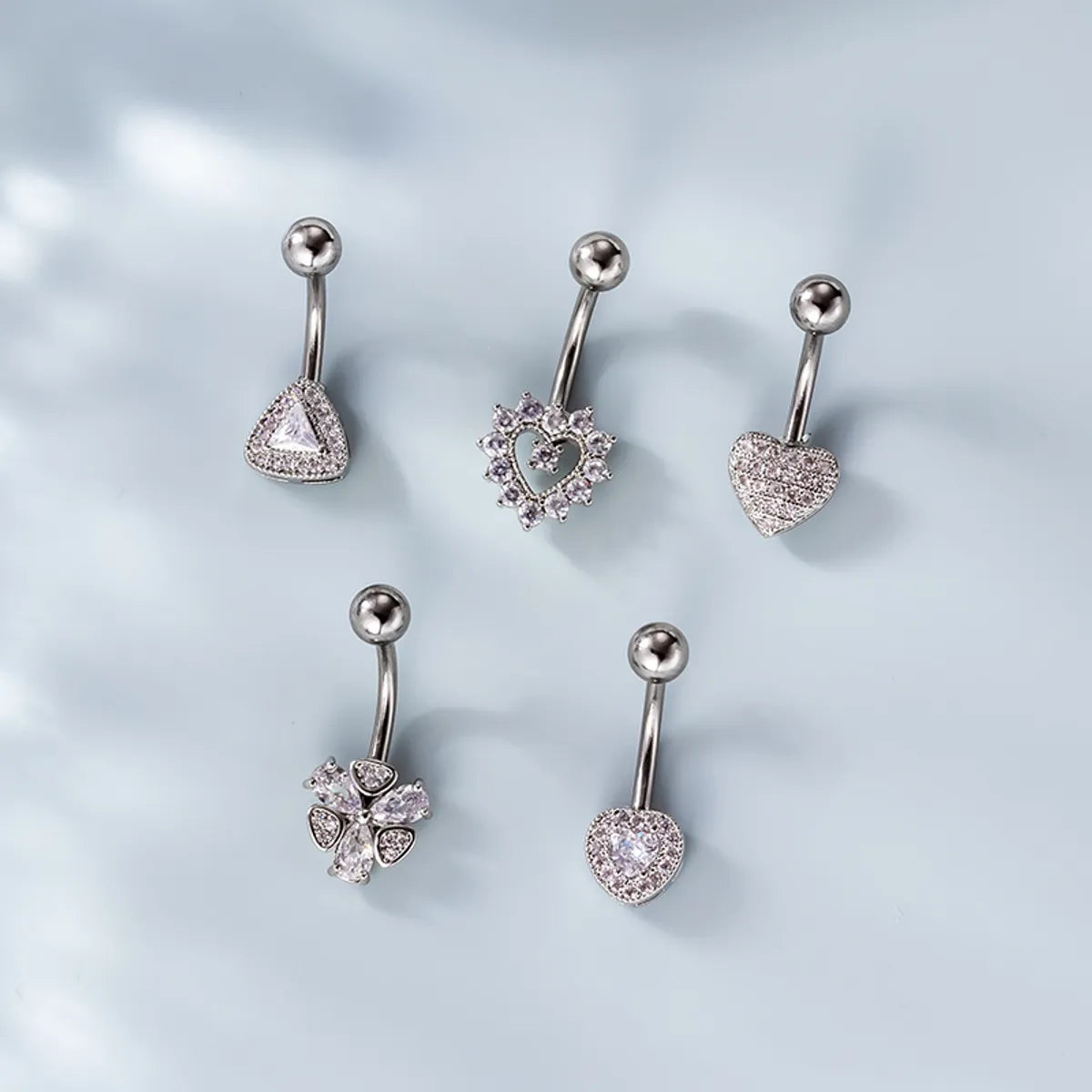 Fashion Heart Shape Metal Plating Zircon Belly Ring