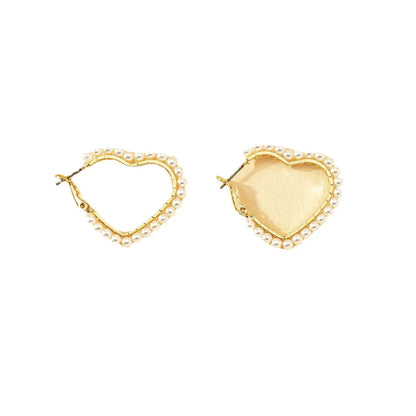 Fashion Heart Shape Mixed Materials Beads Earrings