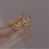 Fashion Heart Shape Mixed Materials Rhinestones Women'S Earrings 1 Pair