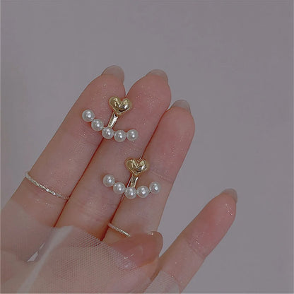 Fashion Heart Shape Mixed Materials Rhinestones Women'S Earrings 1 Pair