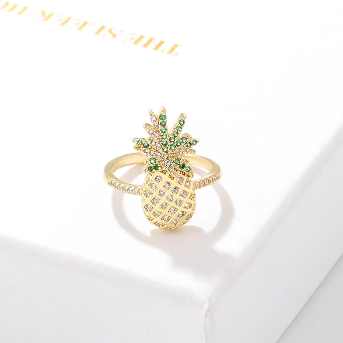 Fashion Heart Shape Pineapple Bird Copper Inlay Zircon Rings 1 Piece