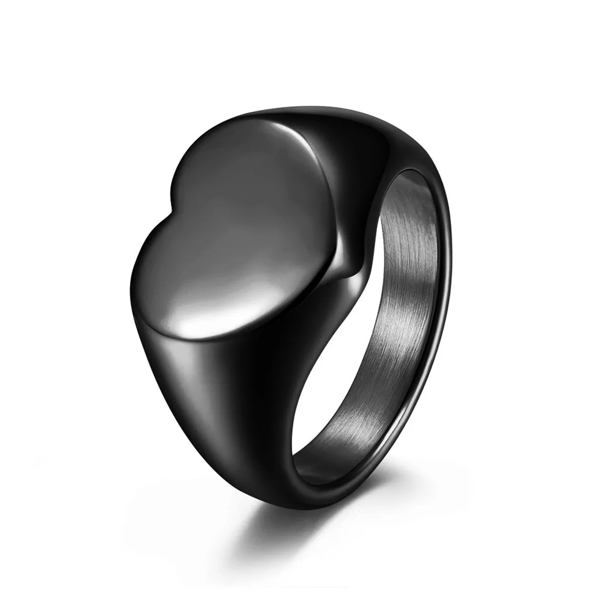 Fashion Heart Shape Plated 18k Gold Glossy Simple Men And Women Stainless Steel Ring