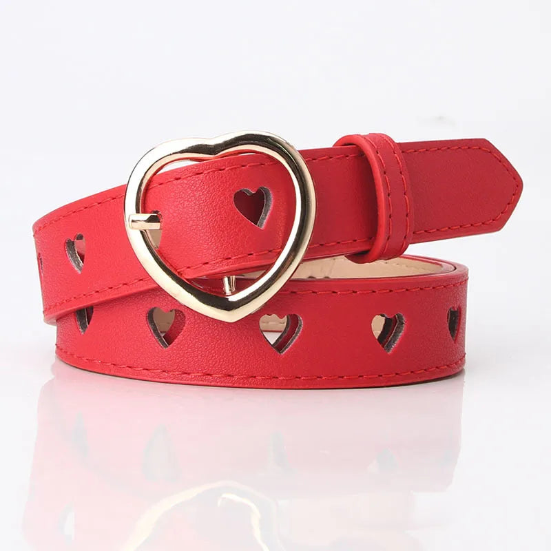 Fashion Heart Shape Pu Leather Alloy Women'S Leather Belts 1 Piece