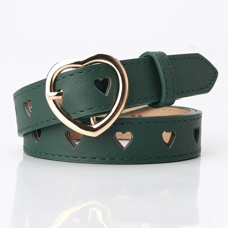 Fashion Heart Shape Pu Leather Alloy Women'S Leather Belts 1 Piece