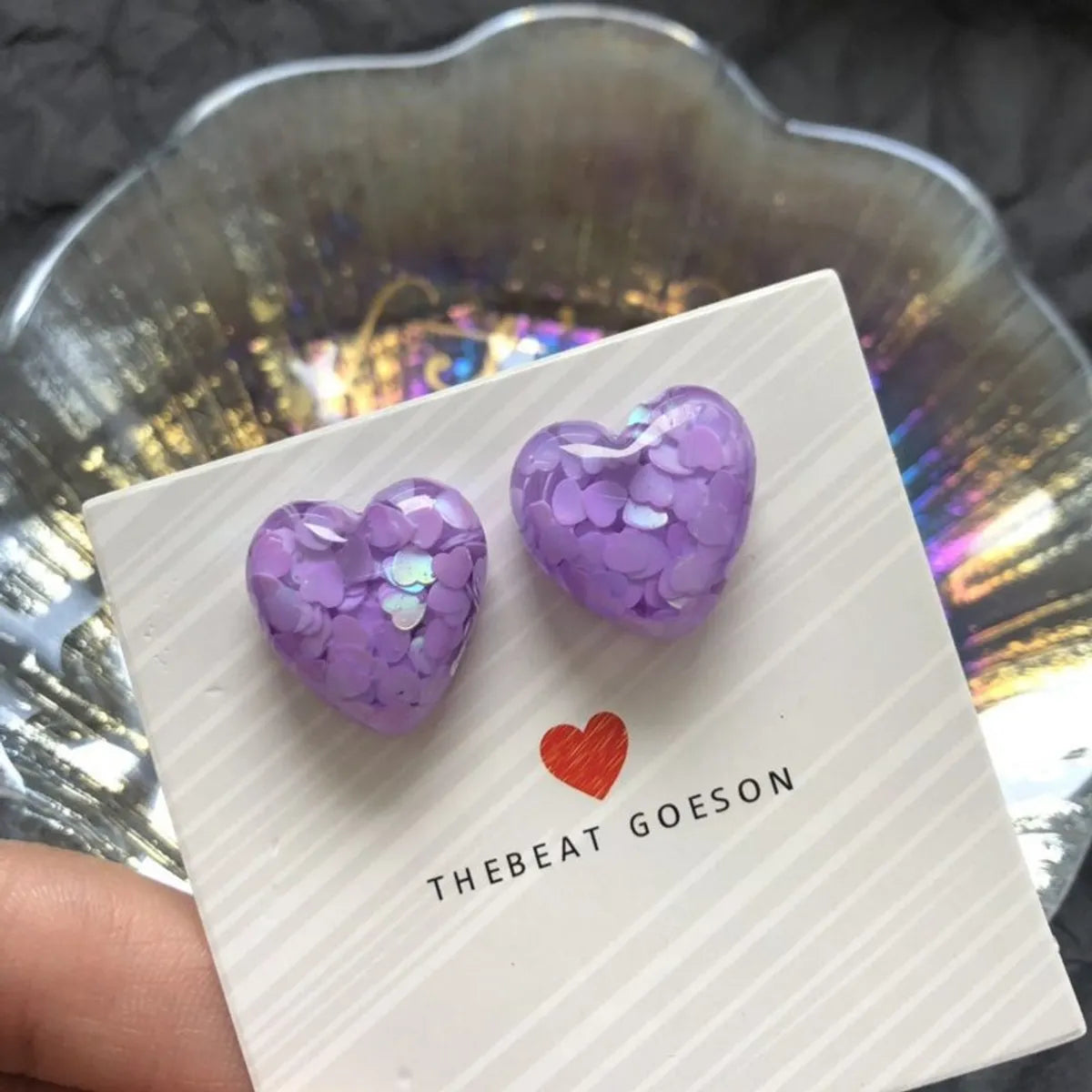 Fashion Heart Shape Resin Ear Studs