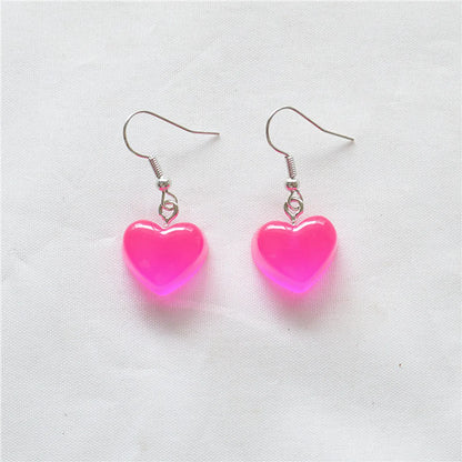 Fashion Heart Shape Resin Metal Stoving Varnish Women'S Drop Earrings 1 Pair