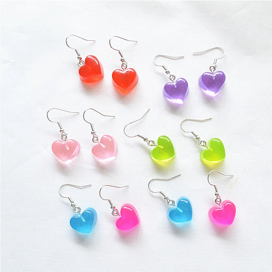 Fashion Heart Shape Resin Metal Stoving Varnish Women'S Drop Earrings 1 Pair