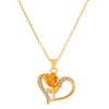 Fashion Heart Shape Rose Alloy Inlay Rhinestones Women'S Pendant Necklace 1 Piece