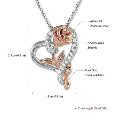 Fashion Heart Shape Rose Metal Plating Flowers Artificial Gemstones Valentine'S Day Mother'S Day Women'S Necklace