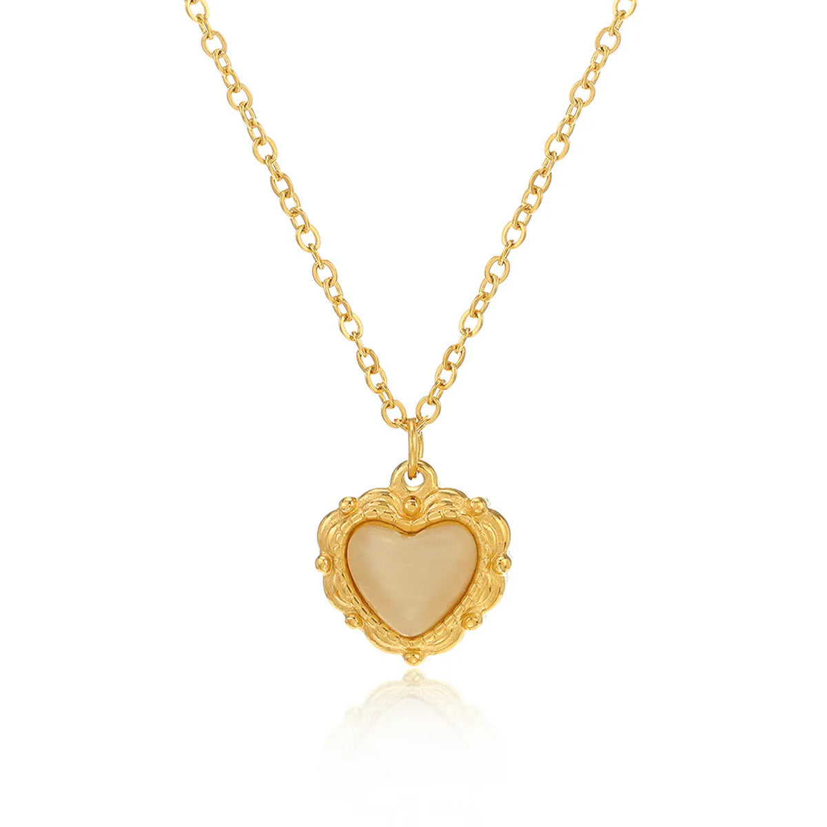 Fashion Heart Shape Rose Stainless Steel Plating Necklace