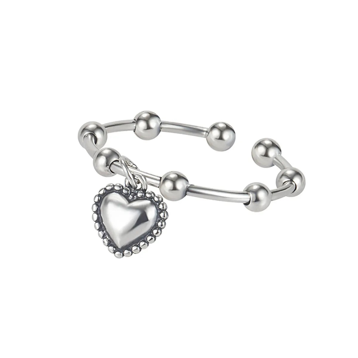 Fashion Heart Shape Silver Open Ring 1 Piece