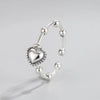 Fashion Heart Shape Silver Open Ring 1 Piece