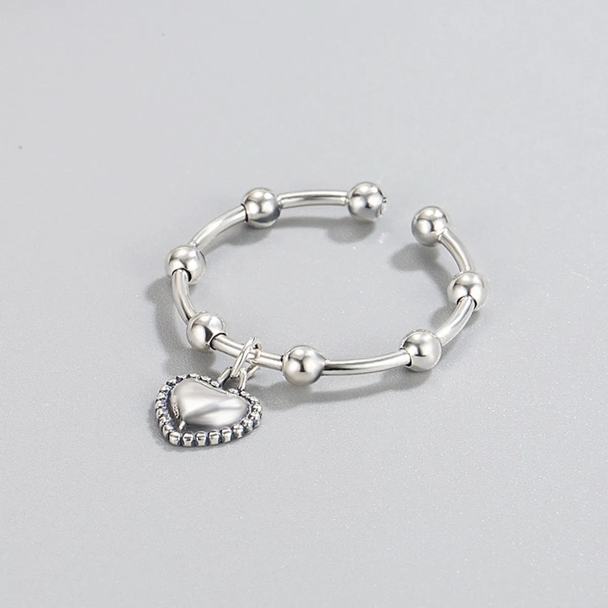 Fashion Heart Shape Silver Open Ring 1 Piece