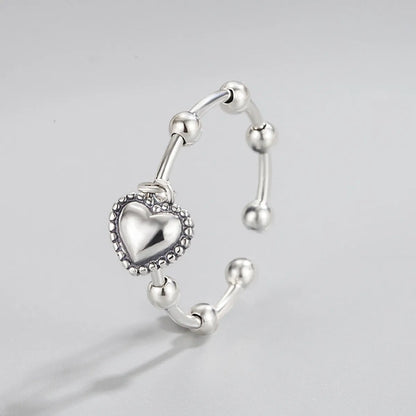 Fashion Heart Shape Silver Open Ring 1 Piece