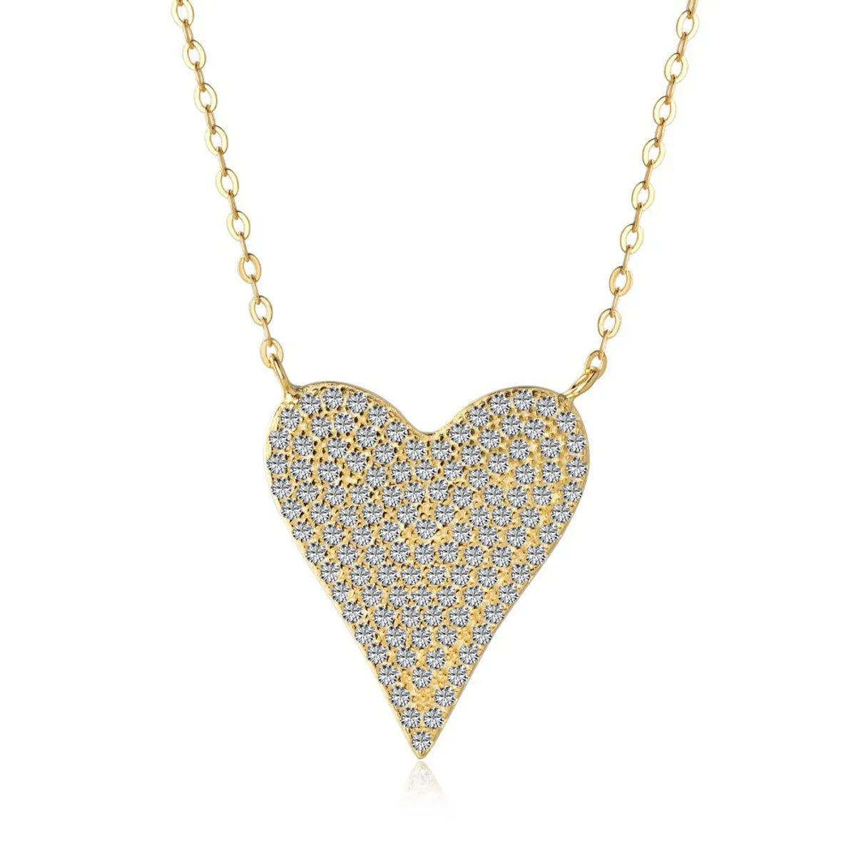 Fashion Heart Shape Silver Plating Inlay Zircon Necklace 1 Piece