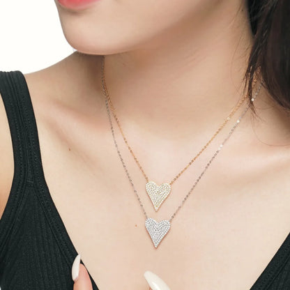 Fashion Heart Shape Silver Plating Inlay Zircon Necklace 1 Piece