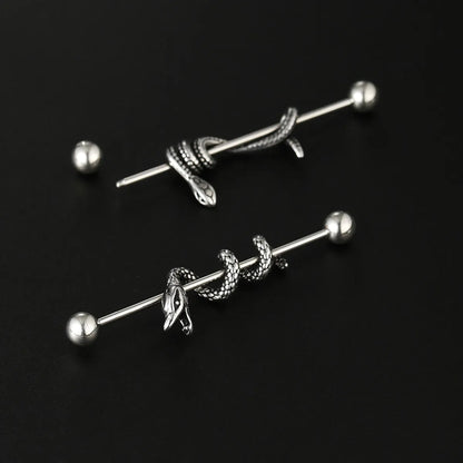 Fashion Heart Shape Snake Stainless Steel Ear Studs 1 Piece