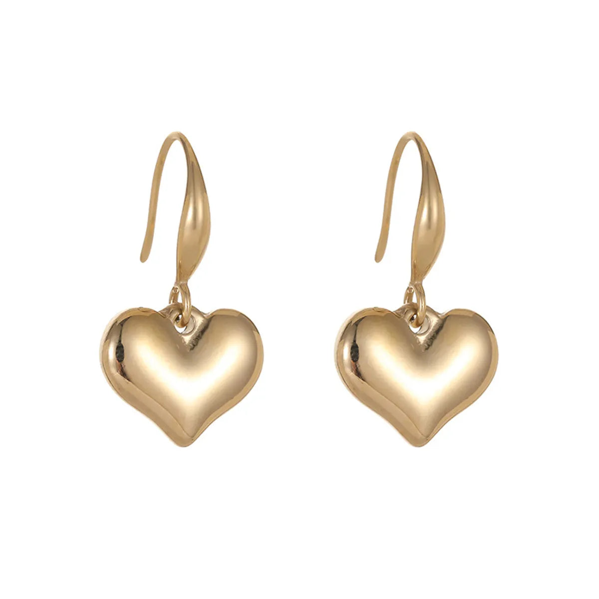 1 Pair Fashion Heart Shape Solid Color Plating 304 Stainless Steel Drop Earrings