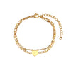 Fashion Heart Shape 304 Stainless Steel 18K Gold Plated Bracelets In Bulk