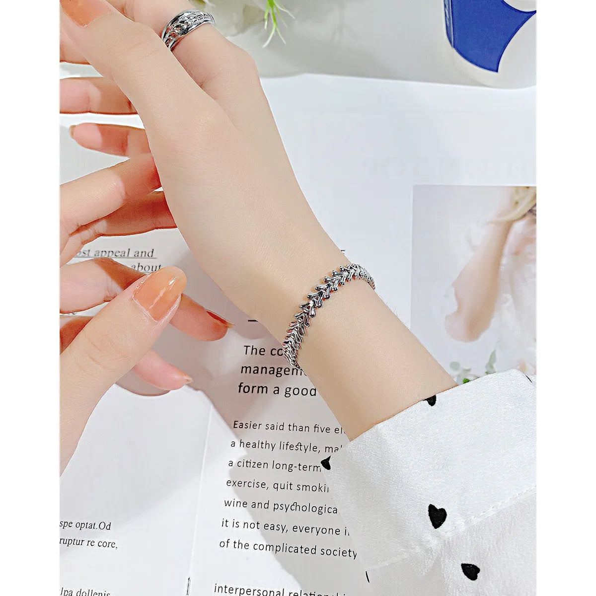 Fashion Heart Shape Stainless Steel No Inlaid Bracelets